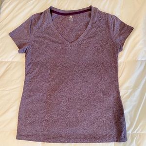 Champion V-Neck Work Out T-Shirt Purple Small